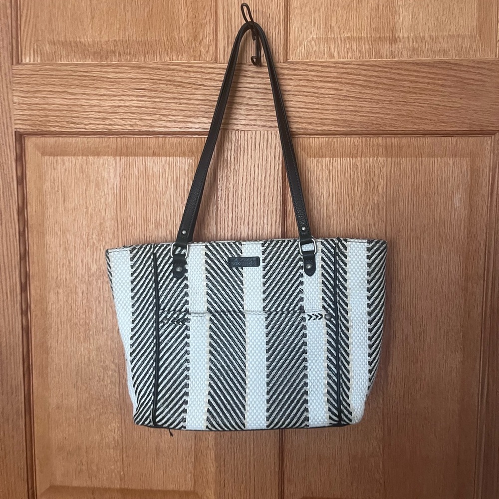 Sak Roots woven Stylish Black and White Tote Bag